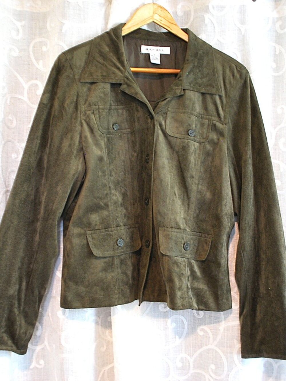 Fall Woman's Rafael Faux Suede Green Jacket Size 16